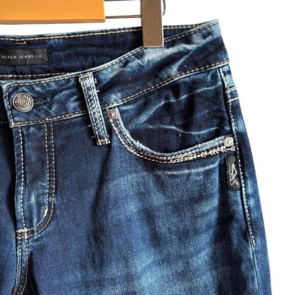 Silver Jeans Boyfriend Fit Dark Indigo 28x27 Mid Rise - Picture 6 of 13